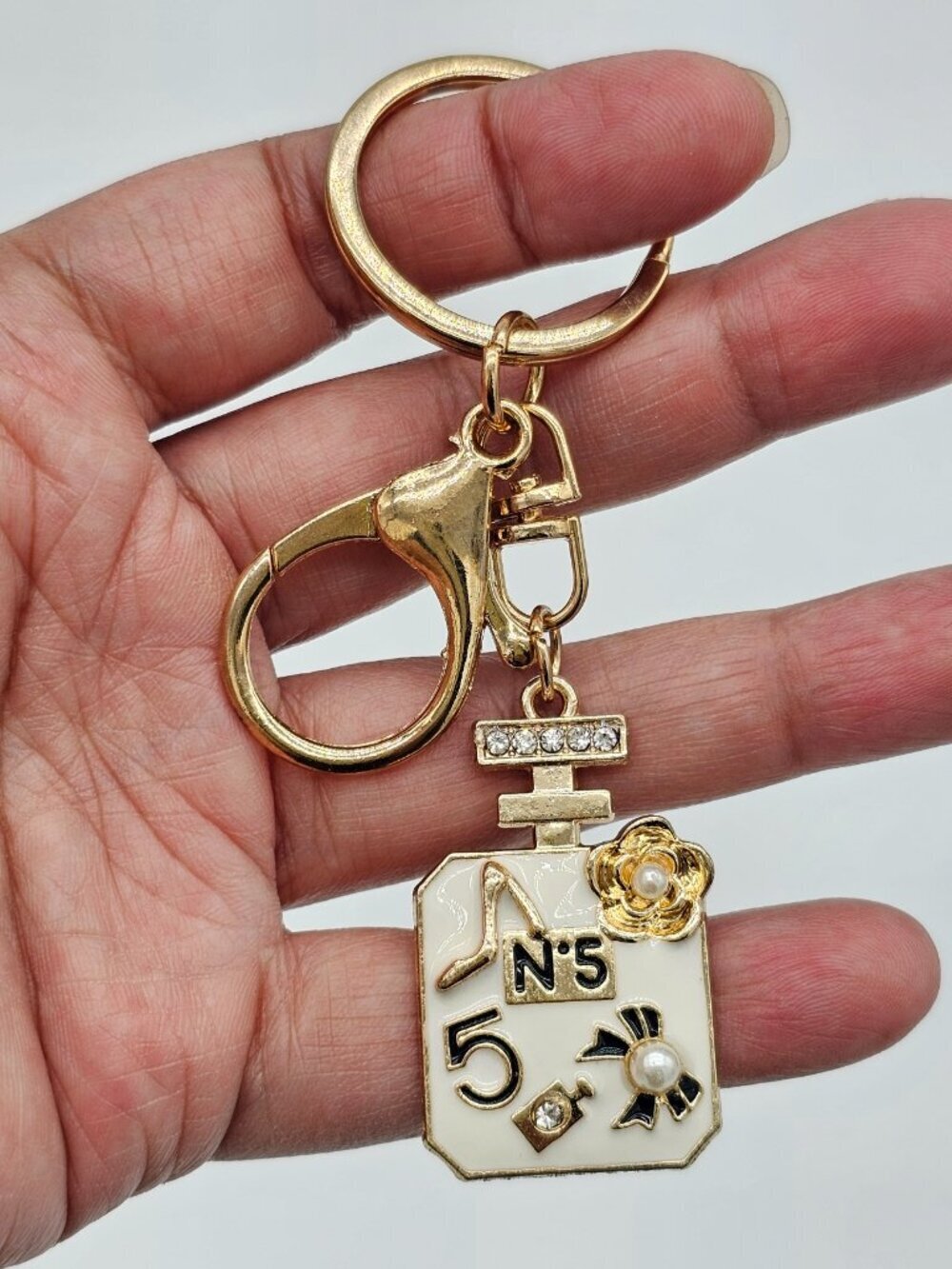 Large Gold Fragrance Pendant Key Chain | Chic and Elegant Key Chain | NEW